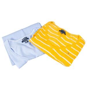 Lot of 2 Tommy Hilfiger Womens Size L Pima Cotton V-Neck Pullover Sweater